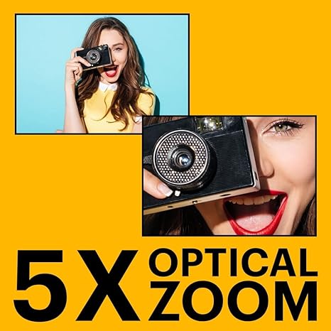 Kodak PIXPRO FZ55-BK 16MP CMOS Sensor Digital Camera 5X Optical Zoom 28mm Wide Angle 1080P Full HD Video 2.7" LCD Vlogging Camera (Black)