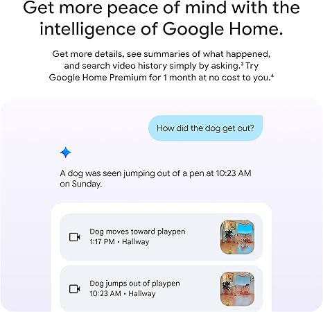 Google Nest Cam Indoor (Wired, 3rd Gen) - Security Camera with 2K Video and Gemini, Night Vision, 2-Way Audio, Works with Google Home - 2025 Model - Snow
